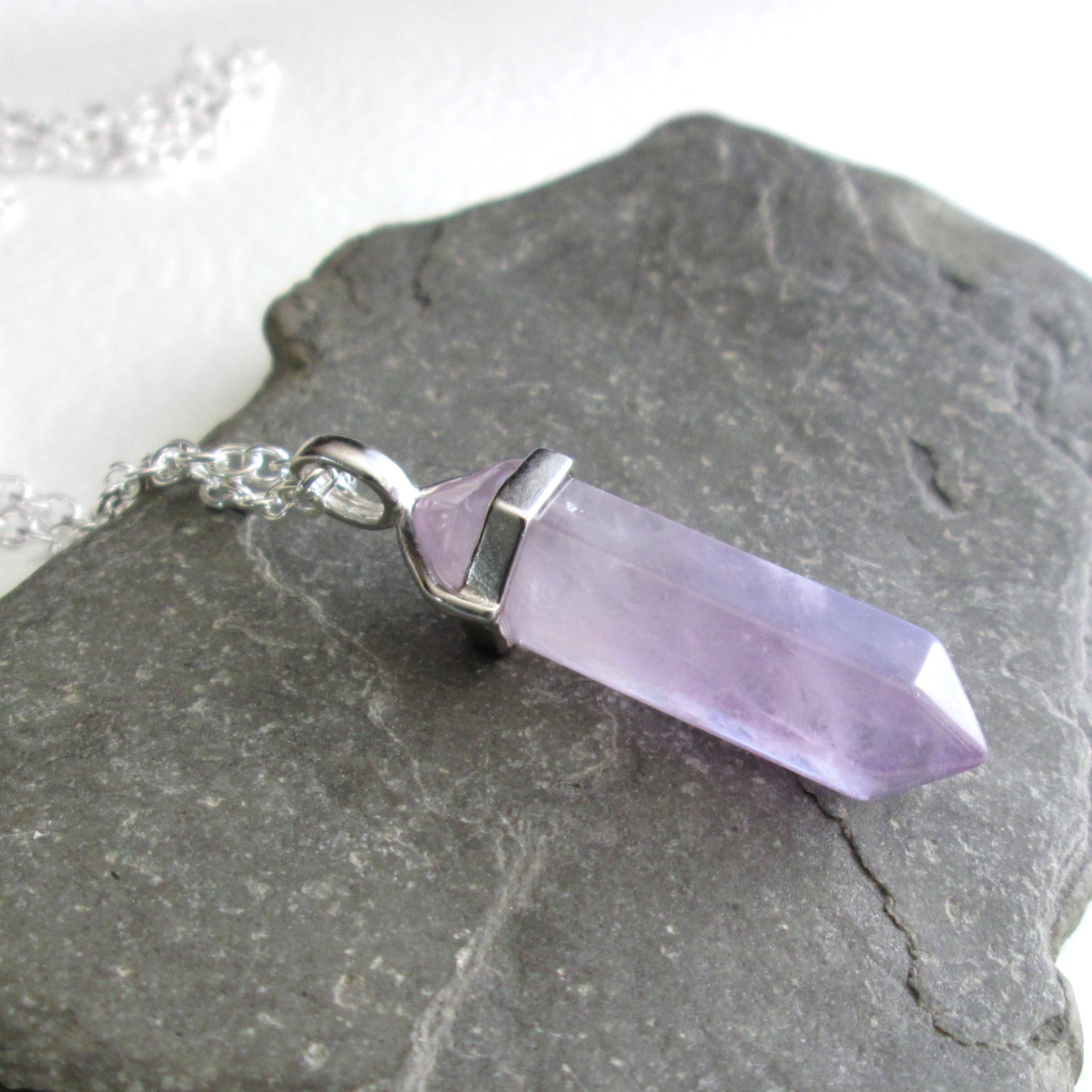 Amethyst Point Pendant, Purple Quartz Necklace — CindyLouWho2